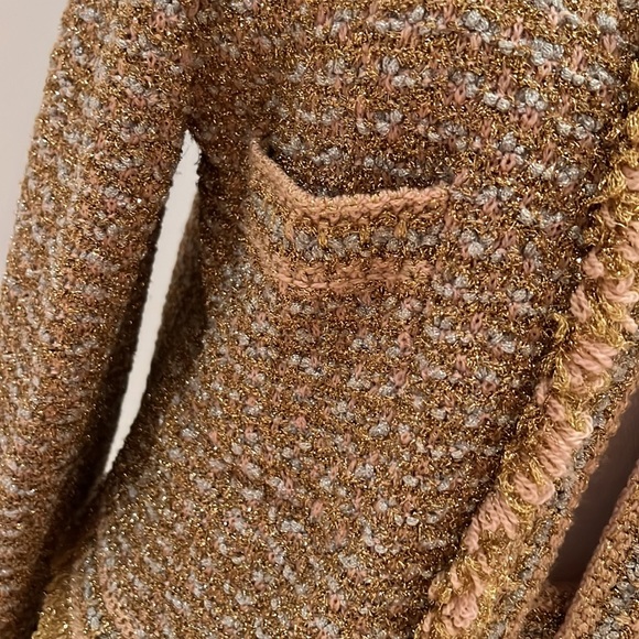 M Missoni Gold Silver Glitter Knit Skirt Suit Size 44 - Picture 7 of 17